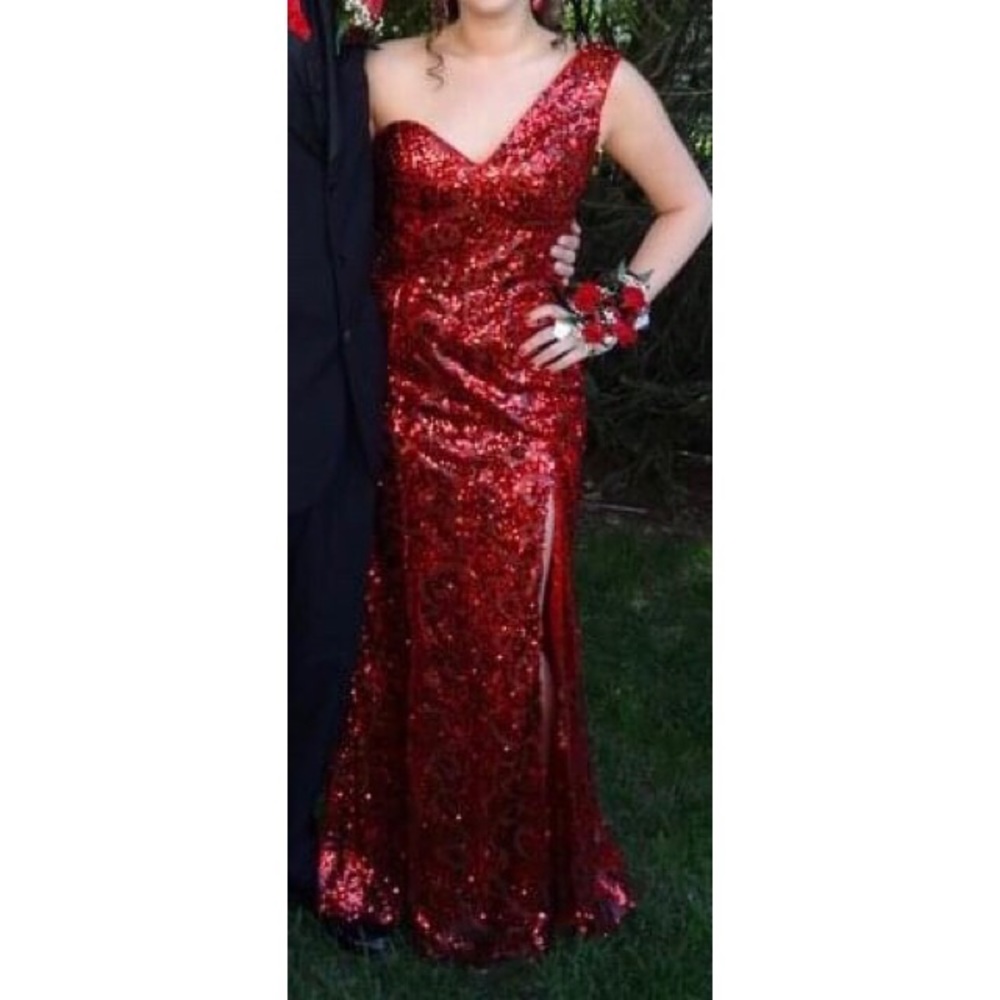 Red Sequin Formal Prom Dress